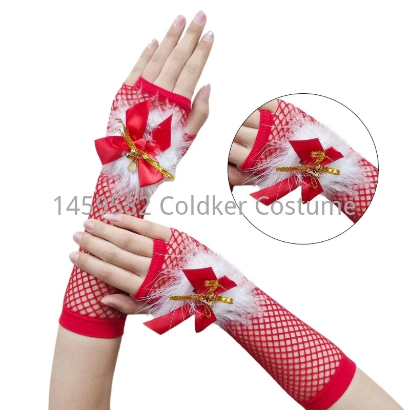 Cowboy Hat Fishnets Stockings Feather Wrist Gloves Photo Props Christmas Party Sexy Cowboy Hat Christmas Santa Cosplay Full Set