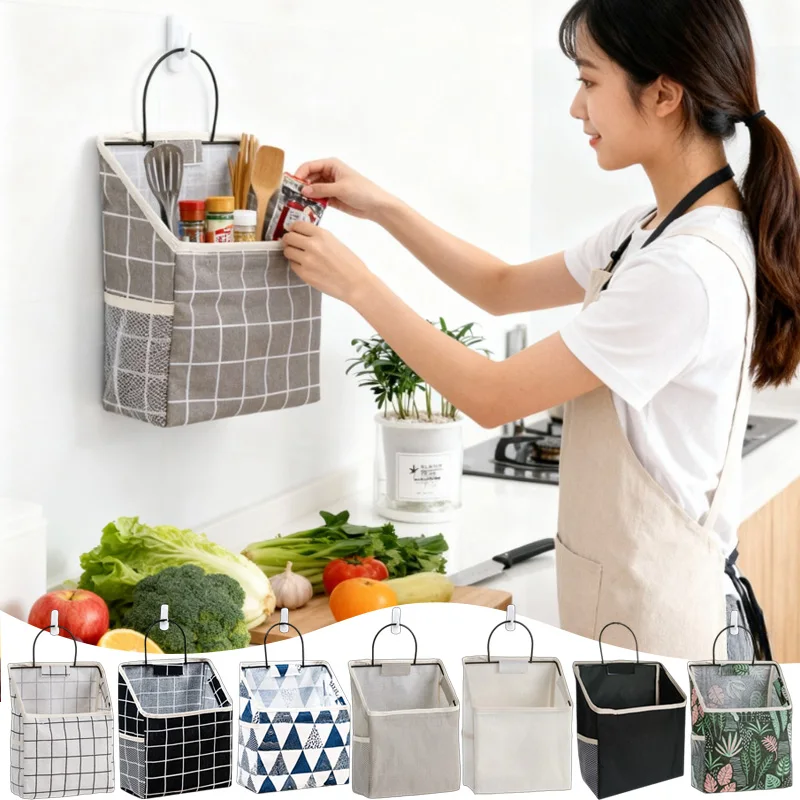 

2025 New Multi-Purpose Fabric Wall Mounted Storage Bag Dormitory Bathroom Organizer with Multiple Pocket for Desktop & Daily Use