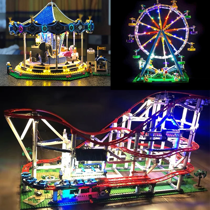 

LED lighting kit for Blocks Brick Toys Ferris Wheel Street Carousel Roller Coaster 10247 10257 10261 Motor Led Light 15039 15036