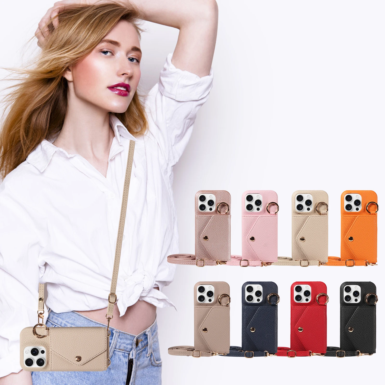 PU-Leder-Handyhülle für Samsung Galaxy A12 A13 A14 A16 A32 A51 A52 A54 Crossbody Anti-Entmagnetisierung Anti-Drop mit Spiegel