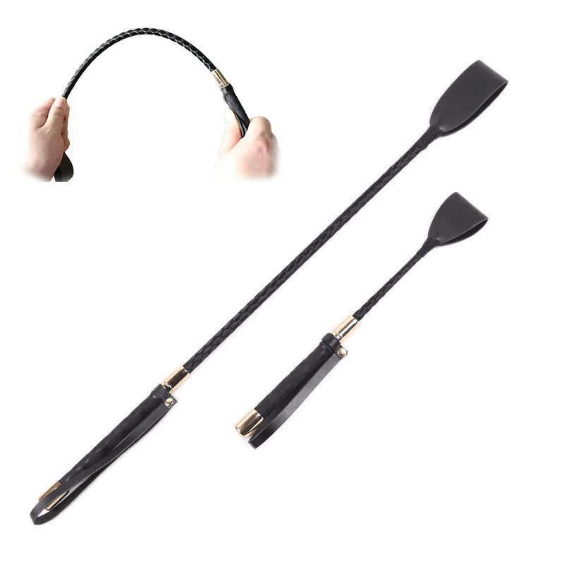 Portable Pointer Equestrian Training Horse Whip Stage Performance Props Lash Supplies Racing Riding Crop with Handle PU Leather