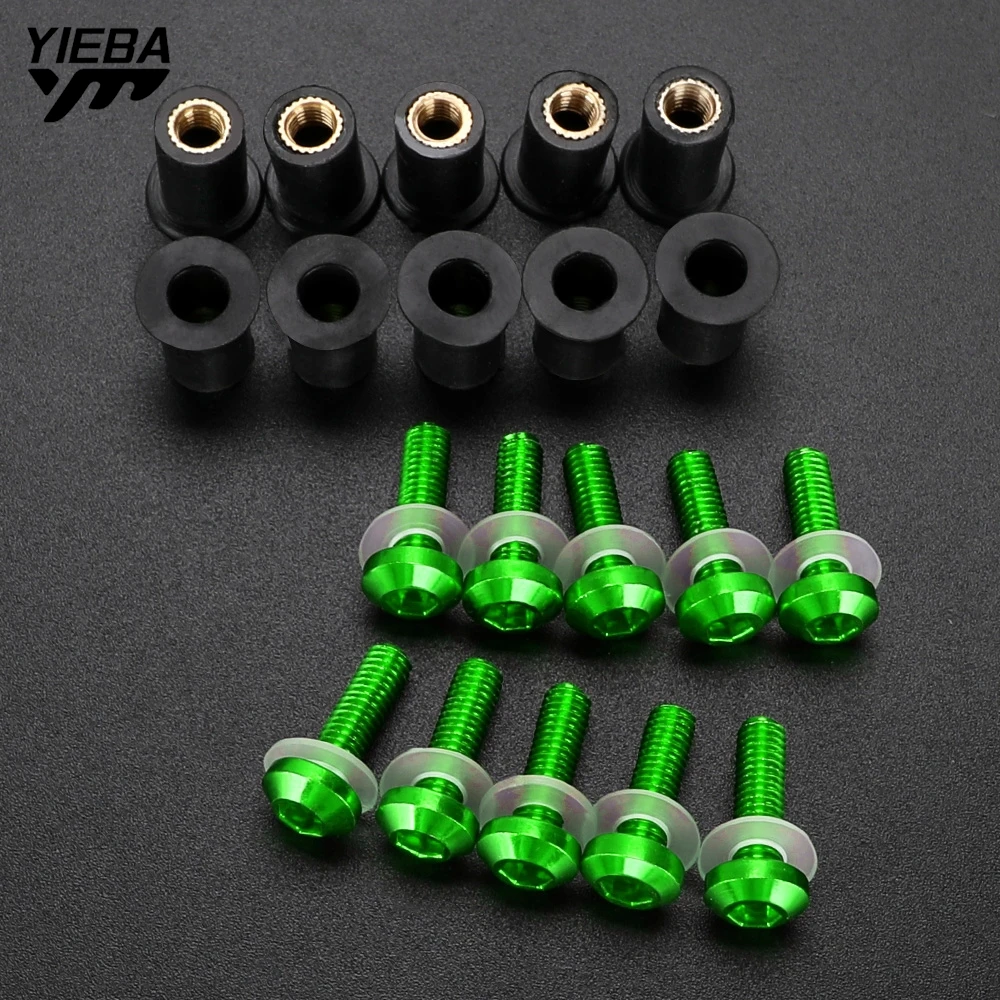 

10PCS 5mm Windscreen Windshield Bolts Screw Kit For Kawasaki ZX6R ZX7R ZX10R ZX14R ZZR 400 600 1200 1400 ZX636 Ninja 125 250 300