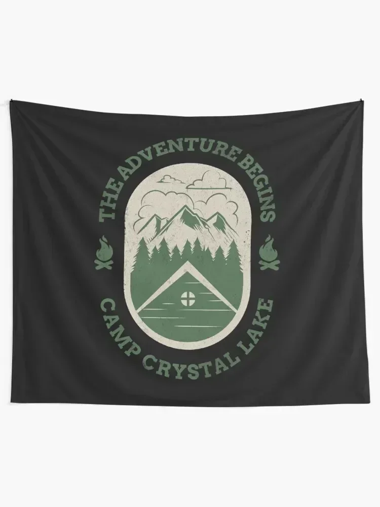 Adventure Begins Camp Crystal Lake Dark Version Horror Halloween Design Tapestry Aesthetic Home Decor Tapestry