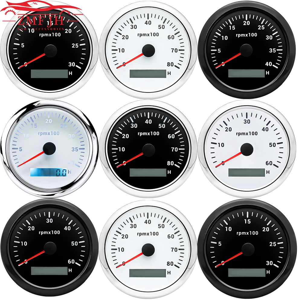 7 Color BackLight 85MM Tachometer Auto Gauge 3000 4000 6000 7000 8000 RPM Tachometer for Marine Auto Car Boat RV Camper 9-32VDC