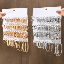 48Pcs Fashion Creative Smooth Big Round Hoop Earring Vintage Aesthetic Imitation Pearl Earrings Women's Charm Daily Life Jewelry
