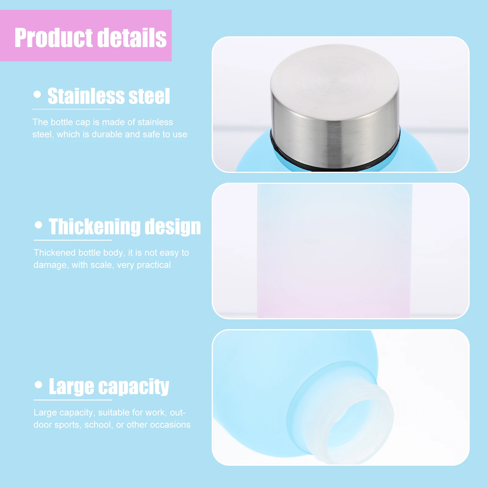 

Premium Plastic Water Bottle for Outdoor Sports Heavy Duty Travel Container with Scale Stylish Leak Proof Portable