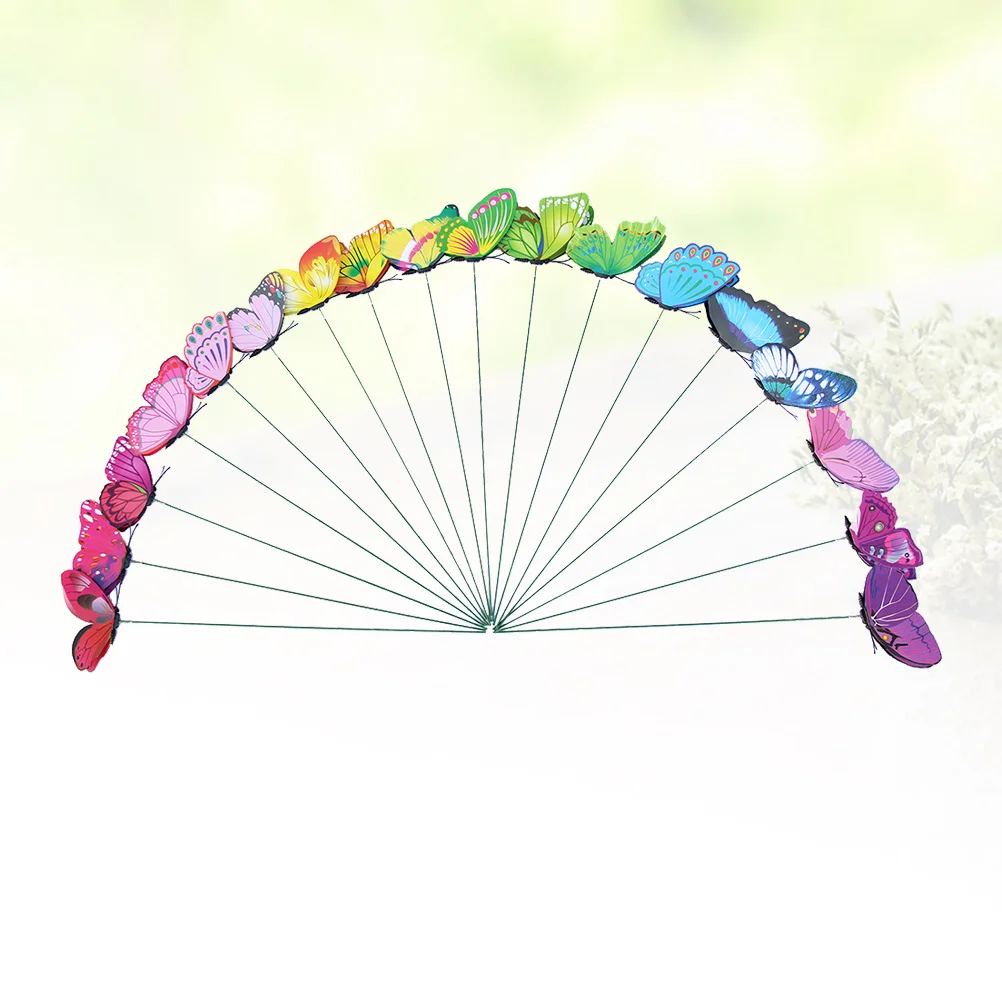 

24Pcs Simulation Butterfly Sticks Metal Spring Garden Stakes Artificial Ornament Waterproof Indoor Outdoor Plant Decor Lawn