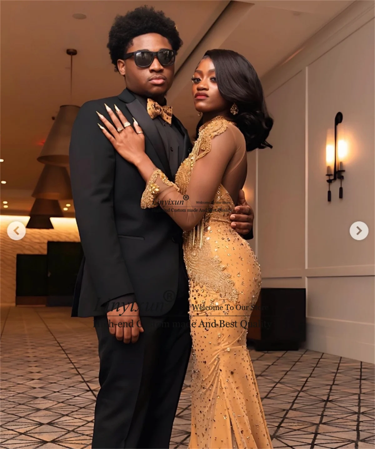 Aso ebi mangas compridas vestido de baile 2025 lantejoulas miçangas sereia vestidos de noite apliques de luxo longo festa africana robes de soirée
