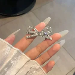 Fashionable Diamond Bowknot Hairpins Shiny Fine Rhinestone Metal Hair Clips Woman's Decorative Headwear