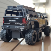 1:24 Dodge Mammoth RAM 1000 TRX 6x6 Pickup Metal Alloy Diecast Model Car Sound Light Pull Back High Simulation Collection Hobby