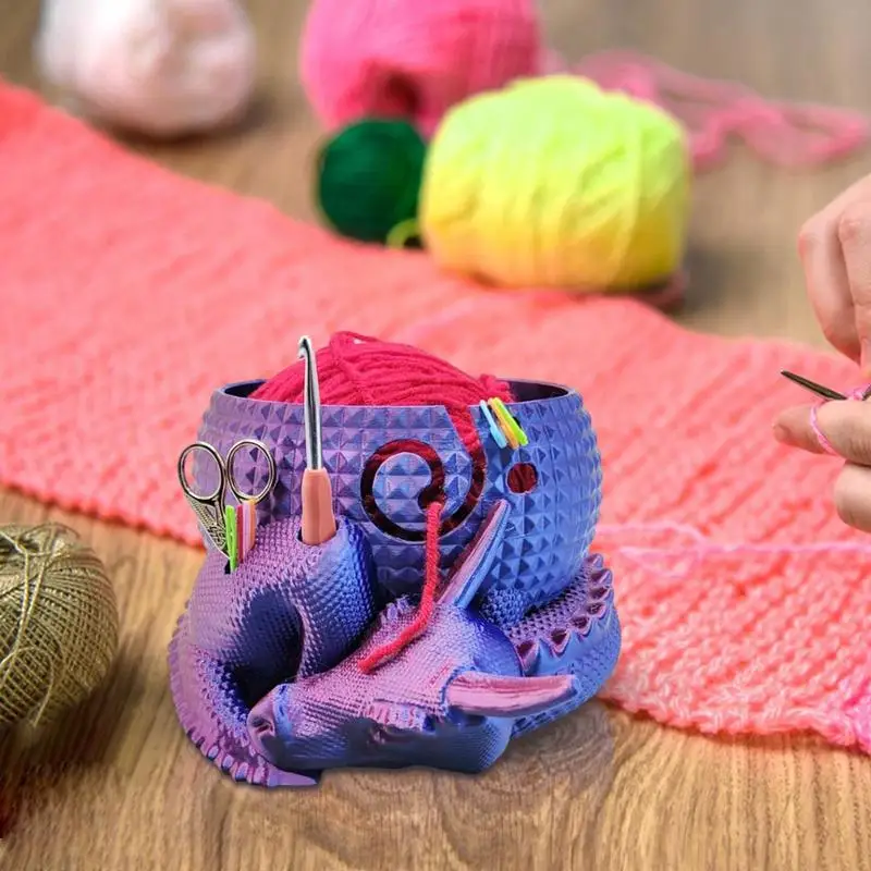 Mangkuk penyimpanan benang rajut, tempat penyimpanan benang rajut, wadah benang rajut naga dan telur benang rajut