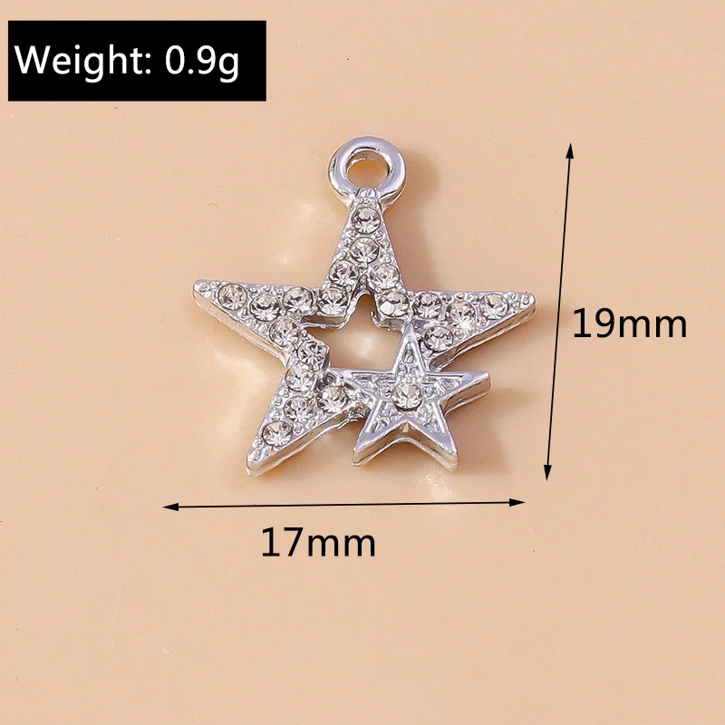 20 Stück 17 x 19 mm niedliche Kristalllegierung Stern Charms Anhänger für Schmuckherstellung Tropfen Ohrringe Halsketten Armband DIY Bastelzubehör – Detail 1