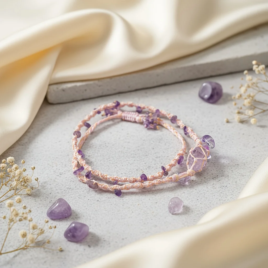 Hand-Woven Double-Layer Wish Bracelet for Women Bohemian Style Natural Amethyst Rock Quartz Lucky Attracting Protective Jewelry