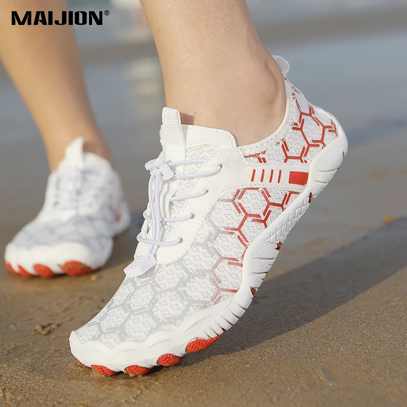 Men Seaside Water Sports Shoes Women Quick Dry Outdoor Wading Shoes Rubber Sole Non-Slip Aqua Shoes for Swimming Surfing Fishing