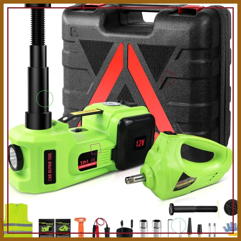 ชุดแม่แรงรถยนต์ไฟฟ้า 5 ตัน พร้อมประแจกระแทกและที่สูบลมยาง - ยกอัตโนมัติ 12V สำหรับรถ SUV รถบรรทุก กรณีฉุกเฉิน