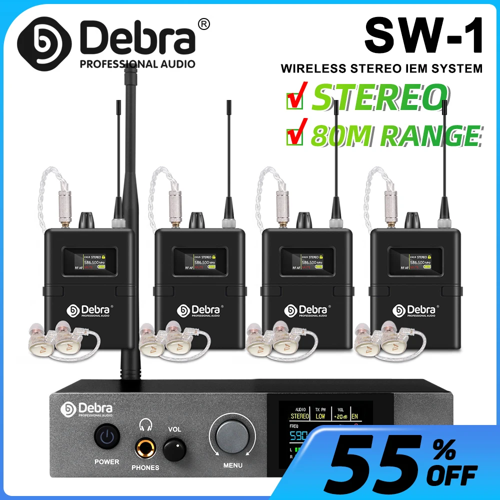 SW-1 Wireless In-Ear Monitor System, Professional Stereo 590-599 MHz Stable Signal Transmission for Concerts, Orchestra