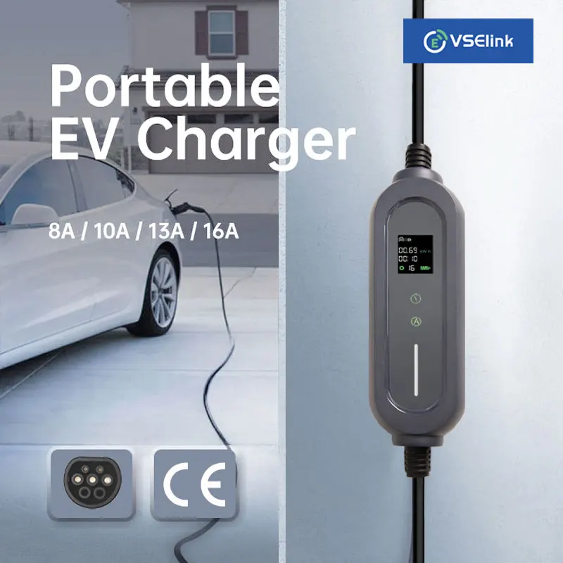 

EVSELink Portable EV Charger 3.5KW 16A 1Phase With 5m Cable Electric Car Charger Fast Wallbox EV Charging Station