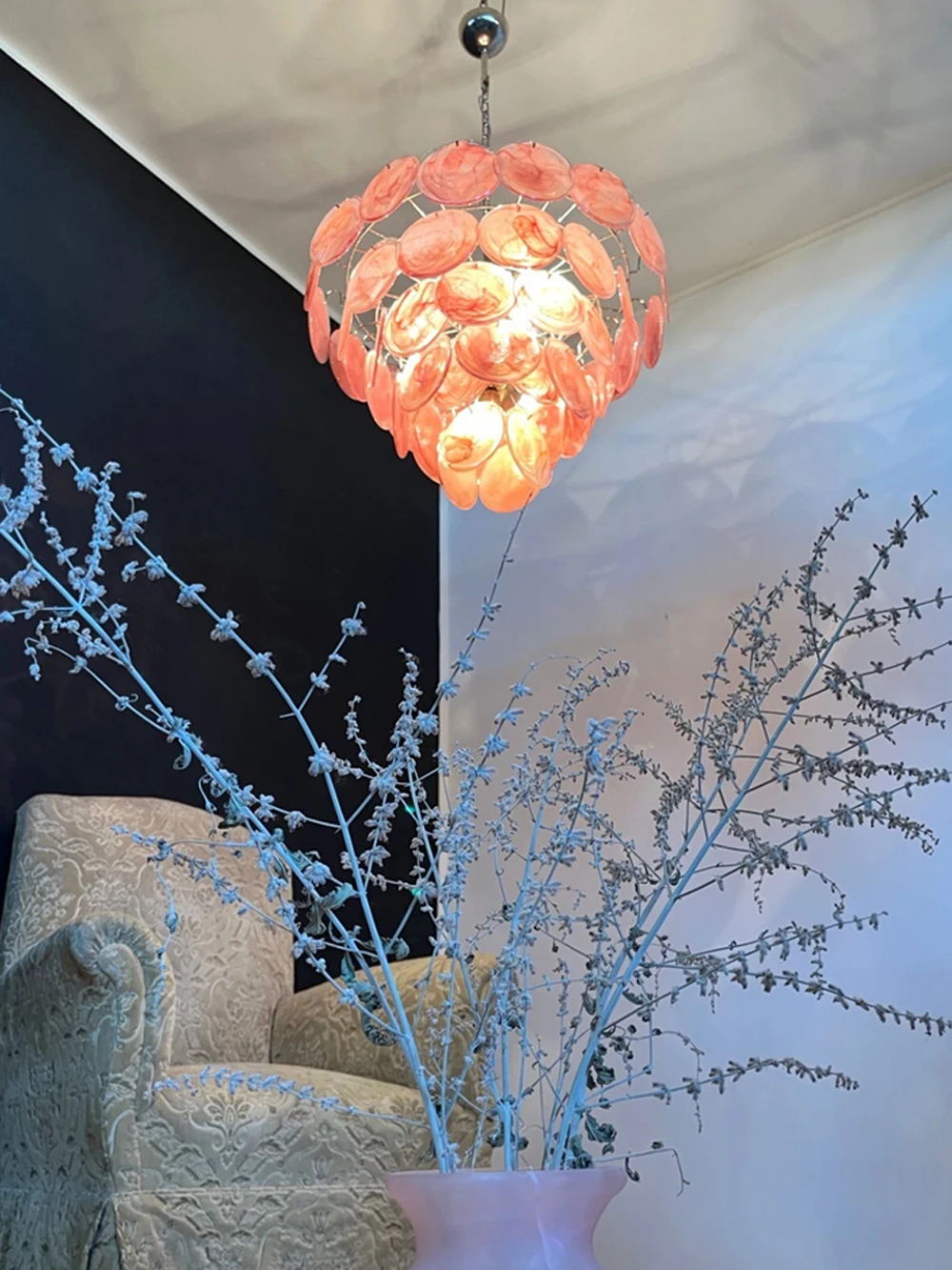 French Glass Art Dimmable LED Chandelier
