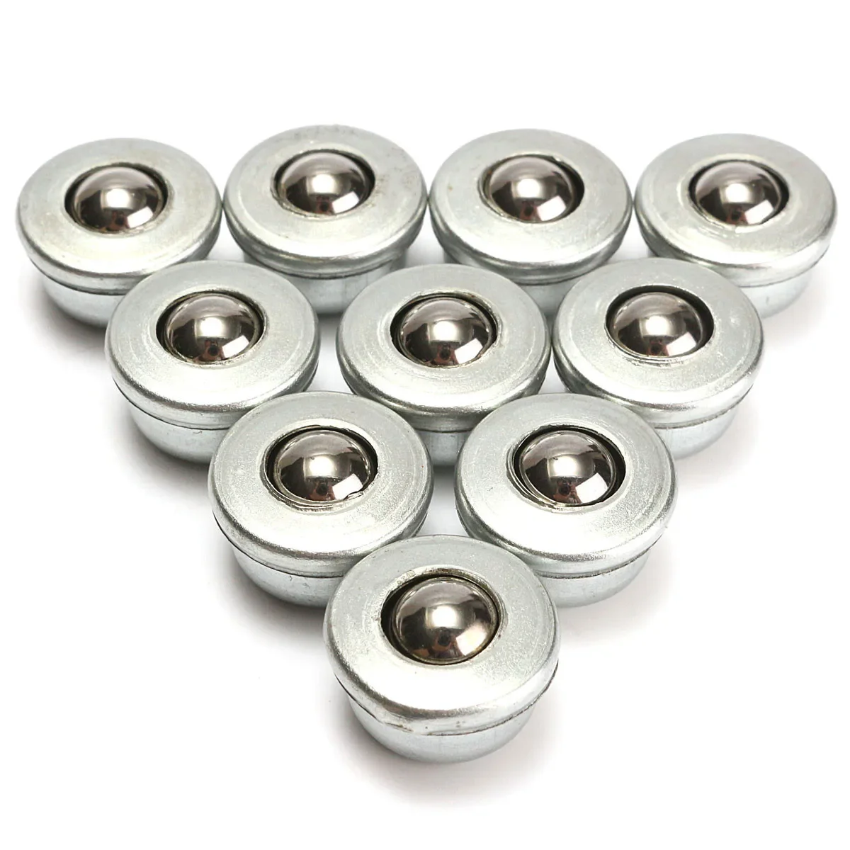 10Pcs 8mm CY-8H Metal Sliver Ball Transfer Bearing Unit Conveyor Roller Wheels Small Flat Round Eye Wheel Conveying Ball