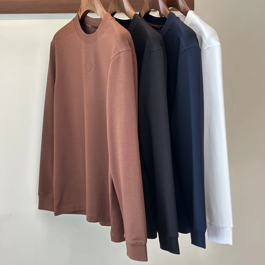 

Italian LP 25 Early Autumn New Fashion and Comfortable Solid Color Bottom Shirt Men's Casual Crew Neck Long Sleeve Sweater