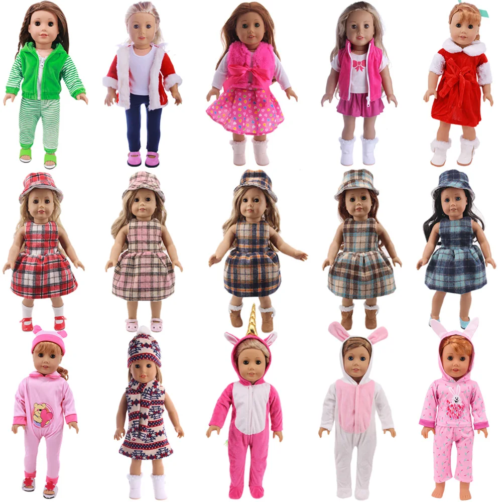 Handmade Casual Coat Jacket One-piece Pajama For 18Inch American Doll Clothes Girl's Gift 43 cm Baby Reborn Doll Our Generation