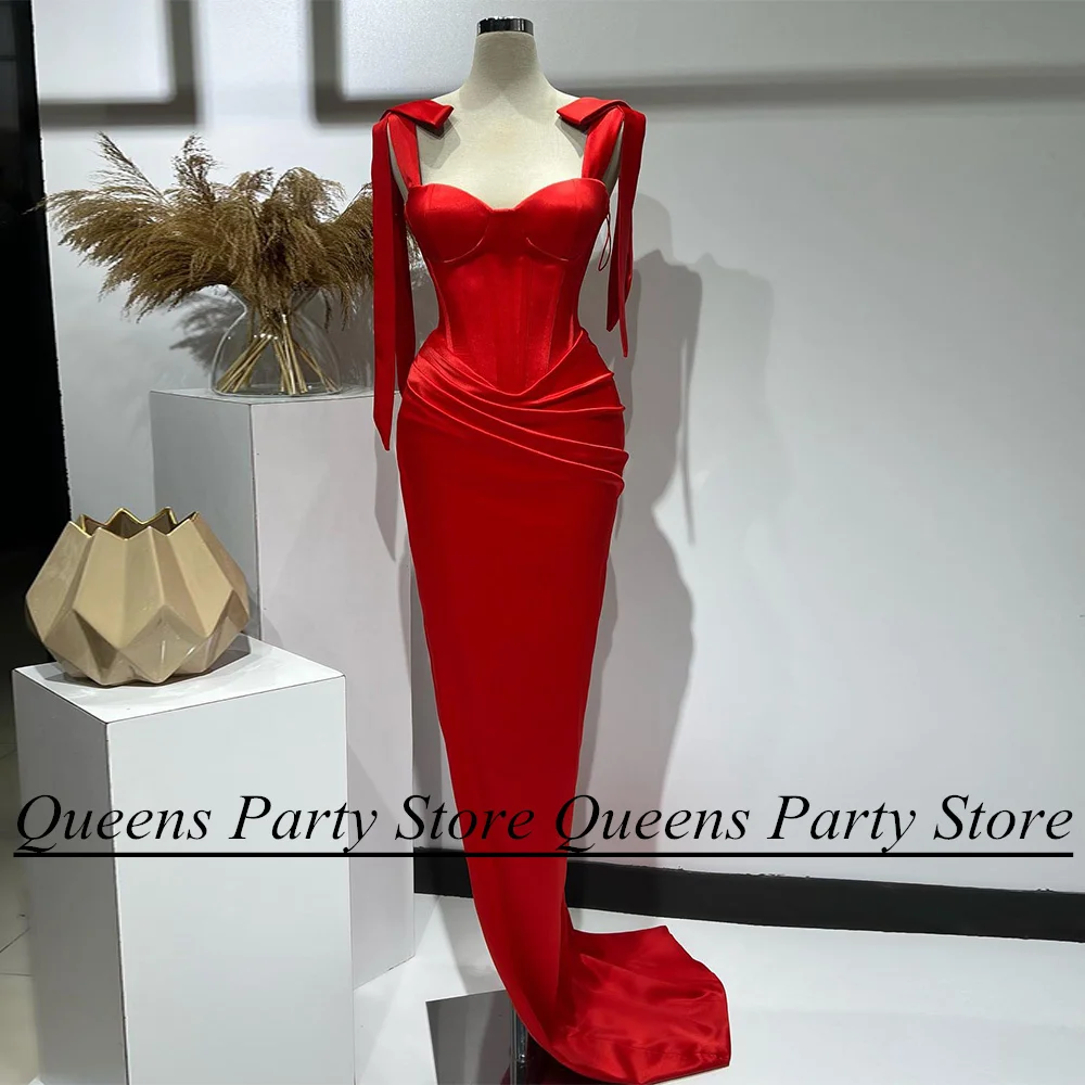 

Red Evening Dress Mermaid Prom Dresses Sexy Sweetheart Sleeveless Side Split Sweep Train Vestido De Festa Long Party Gown