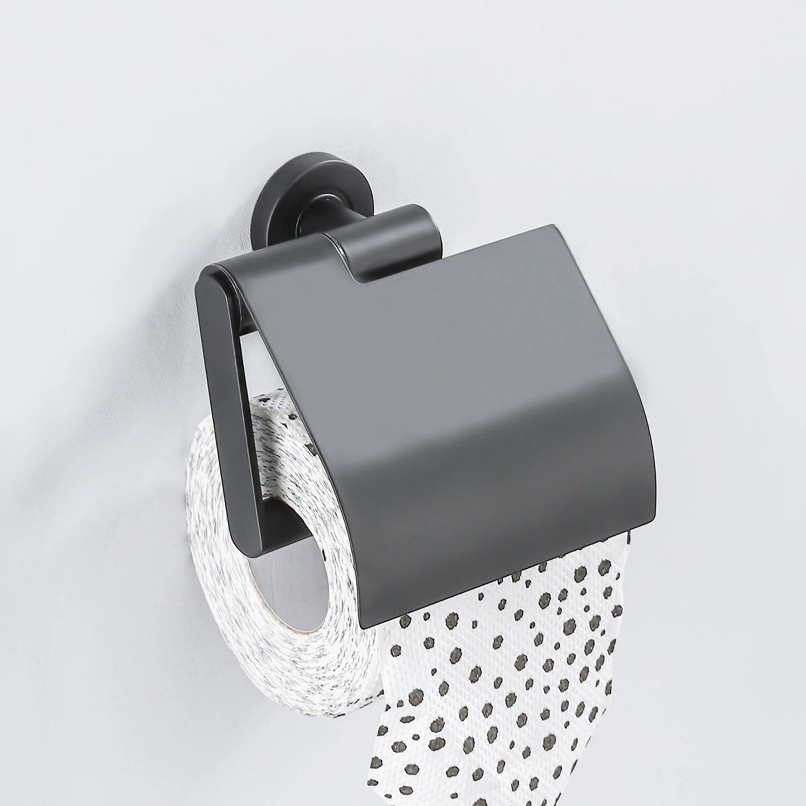 

Black Stainless steel Toilet Paper Holder With Cover Waterproof Bathroom Tissue Storager Roll Holder Wall Mounted