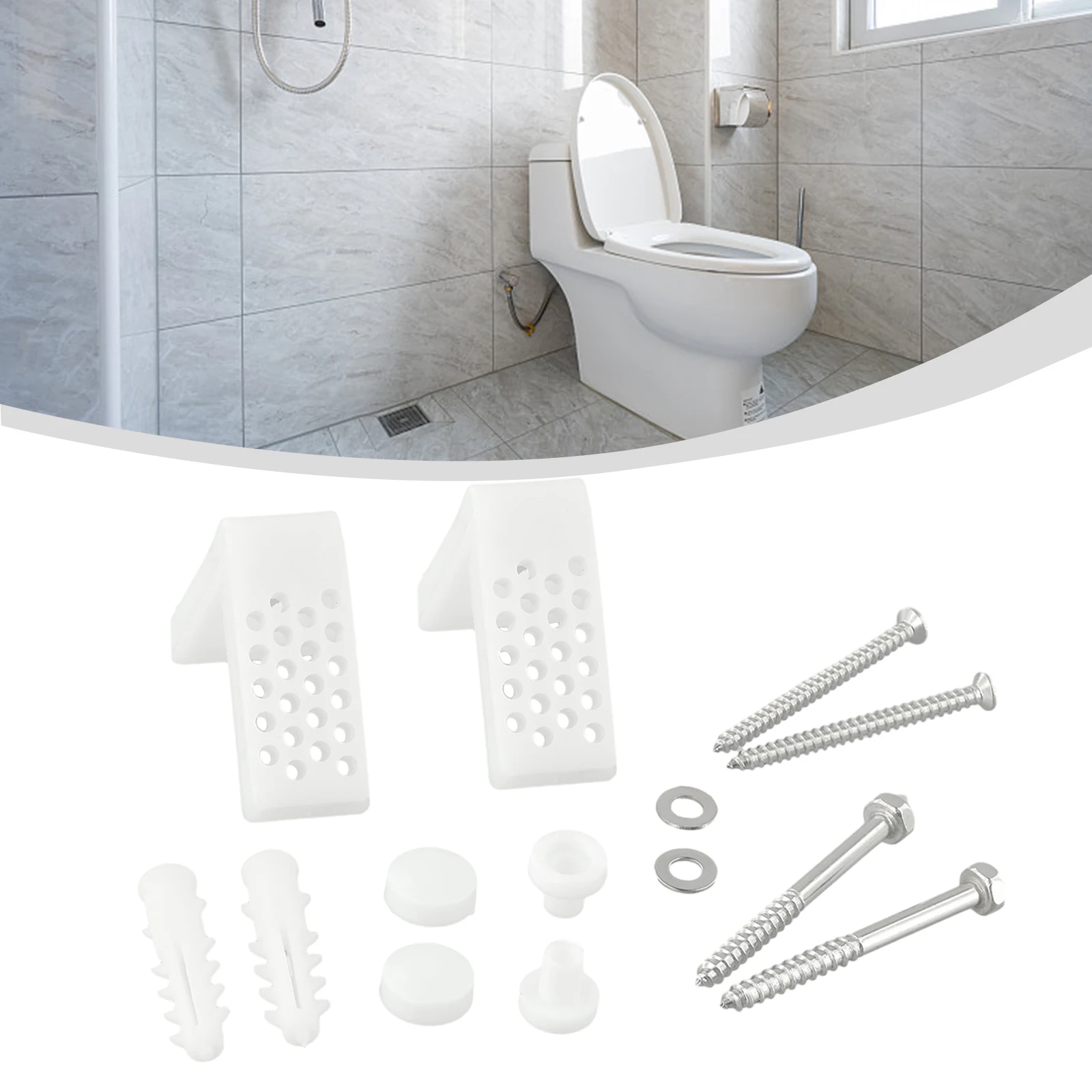 Angled Floor Fixing Kit for WC Pan, Prevents Movement, Stainless Steel Material, Suitable for Bidets and Semi Pedestal Basins