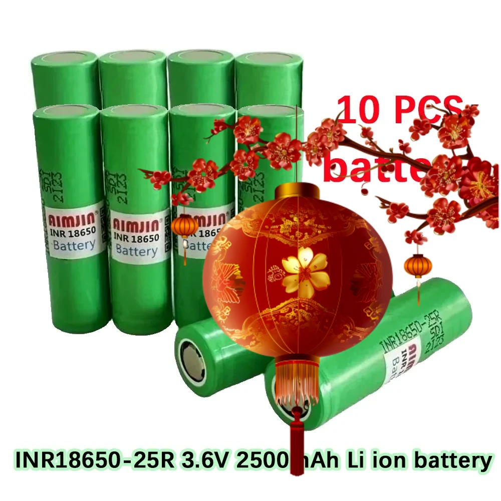 

10 шт. аккумуляторов 18650, 3,6 В, 2500 мАч для Samsung INR 18650 25R, литий-ионные сменные внешние батареи