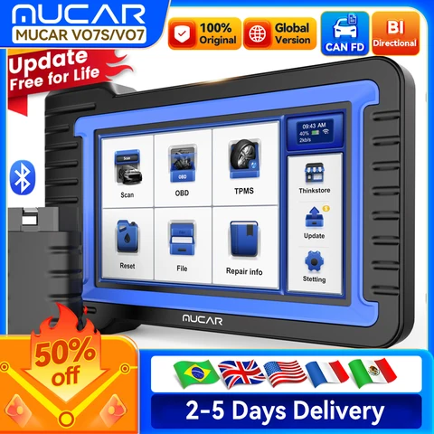 Mucar vo7s/vo7 obd2 scanner sistema completo diagnosticar 28 redefinição ferramenta de diagnóstico ecu codificação atualização bidirecional gratuita para toda a vida