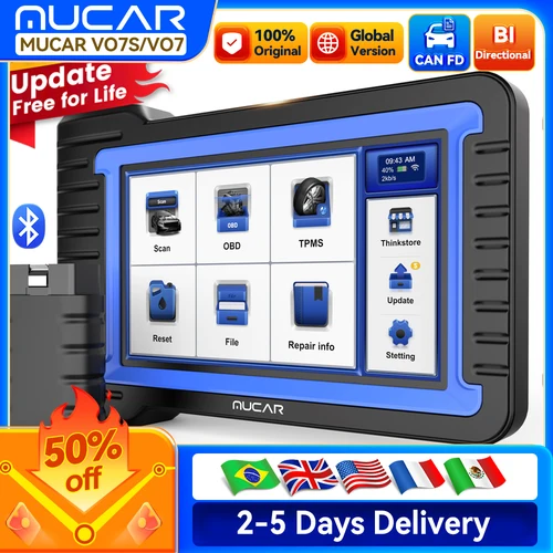 Escáner MUCAR VO7S/VO7 OBD2, sistema completo de diagnóstico, herramienta de diagnóstico de reinicio 28, codificación ECU, actualización bidireccional gratuita para toda la vida