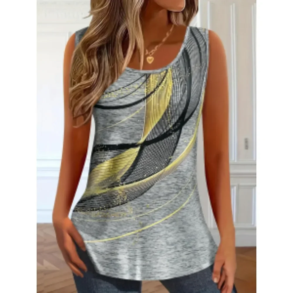 سترة نسائية مقاس كبير 1XL-5XL بدون أكمام بطباعة متدرجة