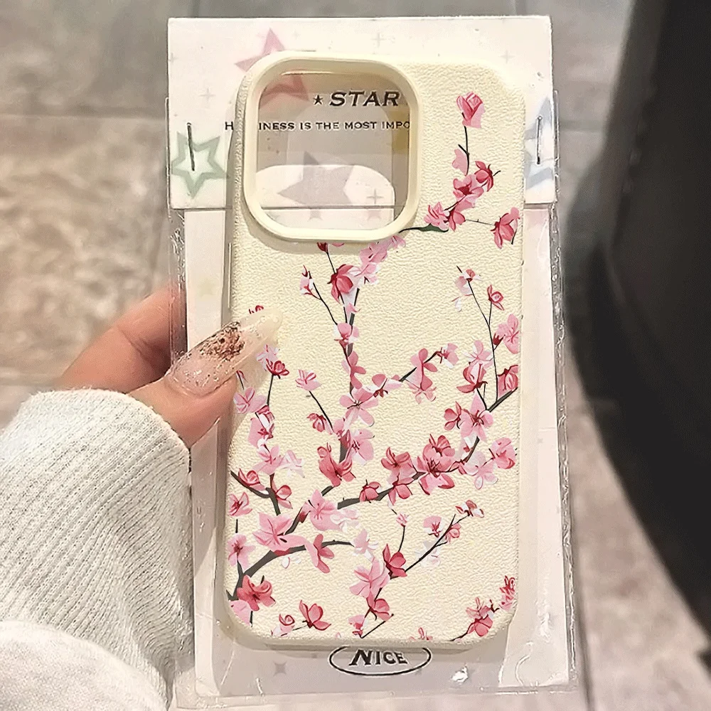 Rosa Pflaumenblüten-Zweig Handyhülle für iPhone 17 16 15 14 13 Pro Max 16 15 14 Plus 17 16 15 14 Pro 17Air Silikon Matte Hülle – Detail 1