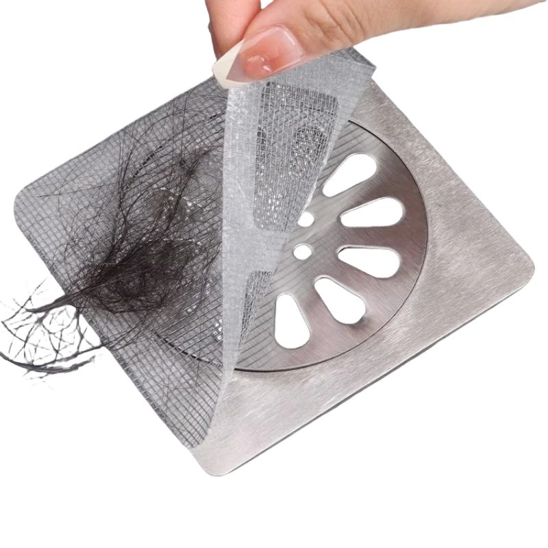 

One-time hair filter for bathroom sink and kitchen floor drain to prevent clogging and insects