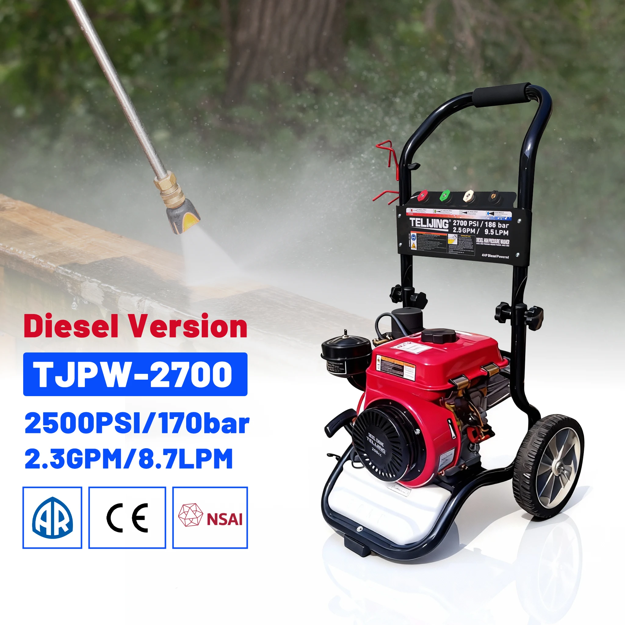 High Flow Diesel Power Washer 8.7LPM Water Output 4 HP Crankshaft Pump Municipal Street Furniture Cleaning / Public Sanitation
