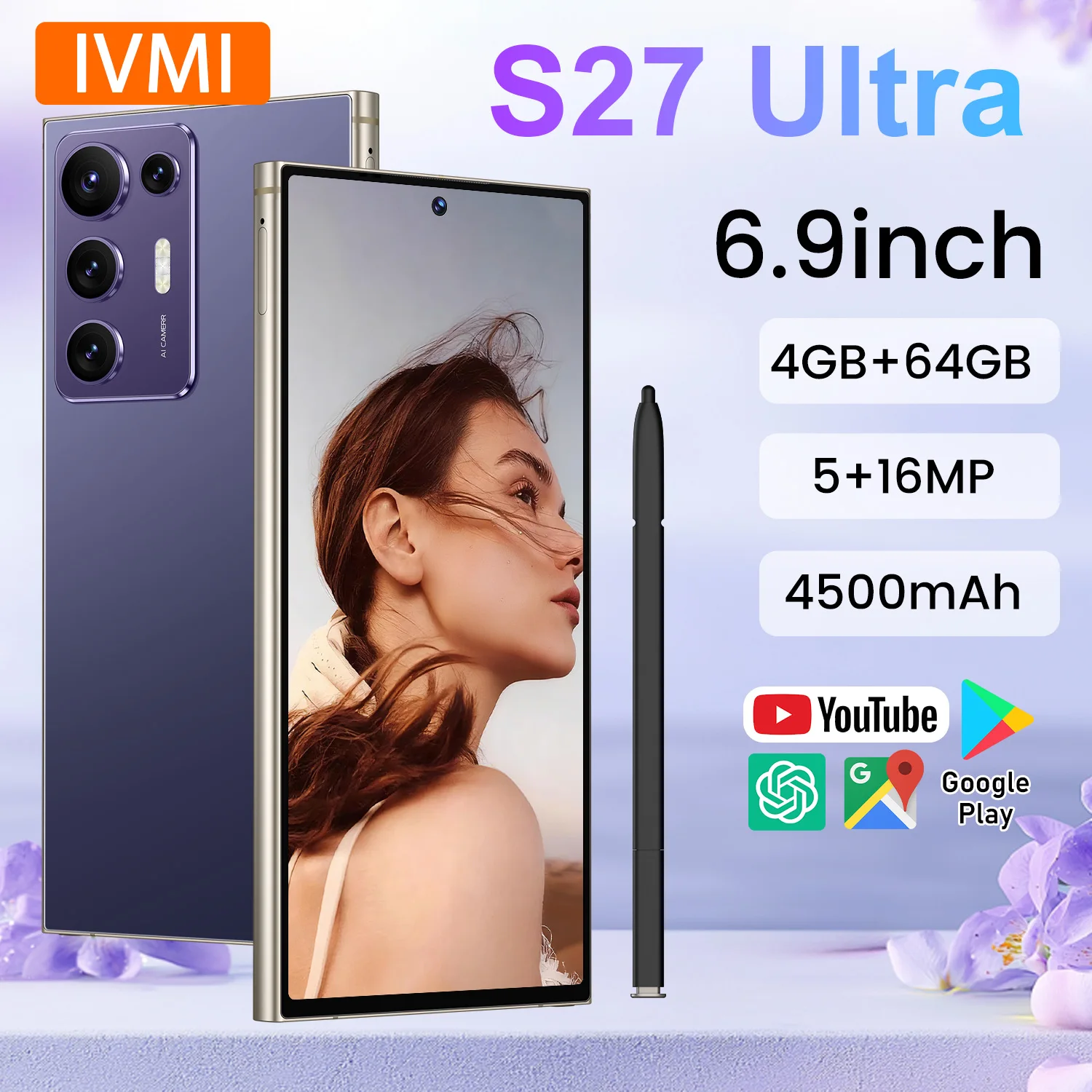 IVMI Smartphone Android S27 Ultra Dual SIM 6.9