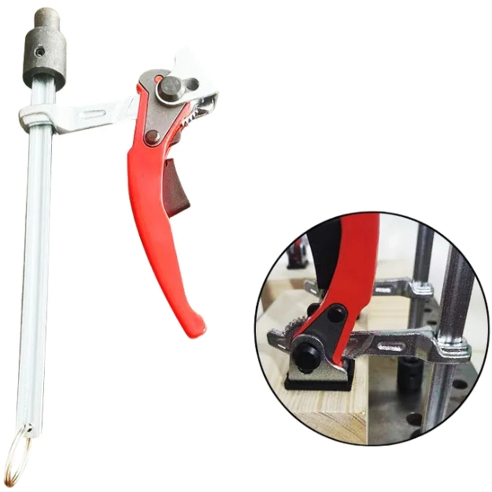 Woodworking Desktop Dog Hole Fixing Clamp Adjustable Steel Table Clamp for Woodworking Workbench Fixing Ratchet 19/20MM F Clamp
