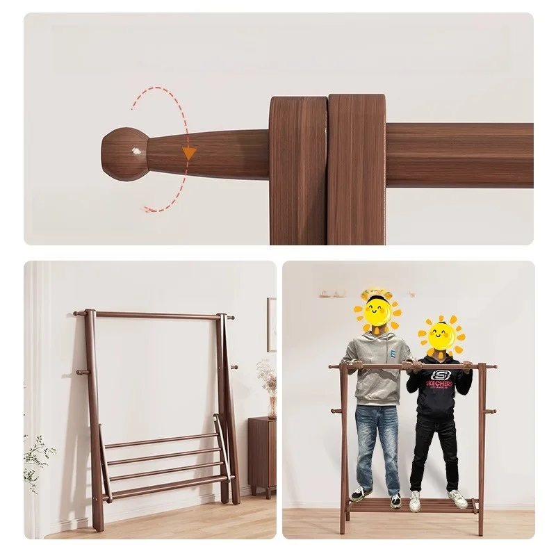 

Wood Clothes Hat Ra Floor Standing Bedroom Home Use Multi-Purpose Indoor Room Simple Vertical Elm Wood Drng Ra