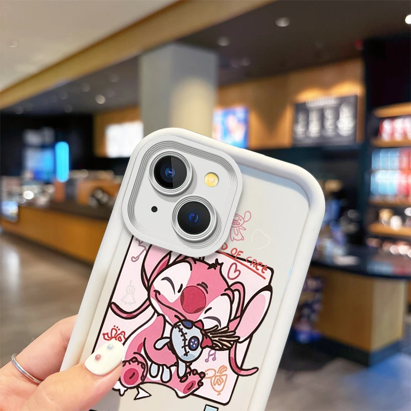 Disney Stitch Couple Cartoon Phone Case for iPhone 16 15 14 13 12 11 Pro Max 16 15 14 8 7 Plus X XS Max 8 7 TPU Shockproof Cover