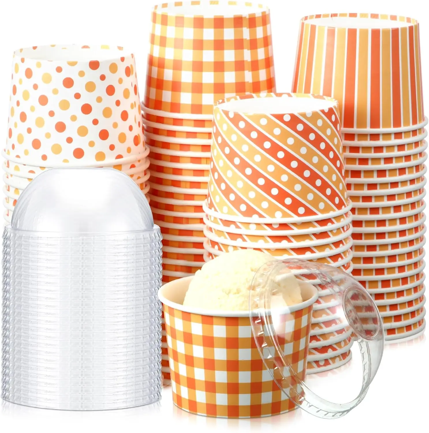 

120 Pack 9 oz Autumn Paper Bowls Disposable with Lids Thanksgiving Snack Ice Cream Dessert Bowls Fall Treat Snack Cups f