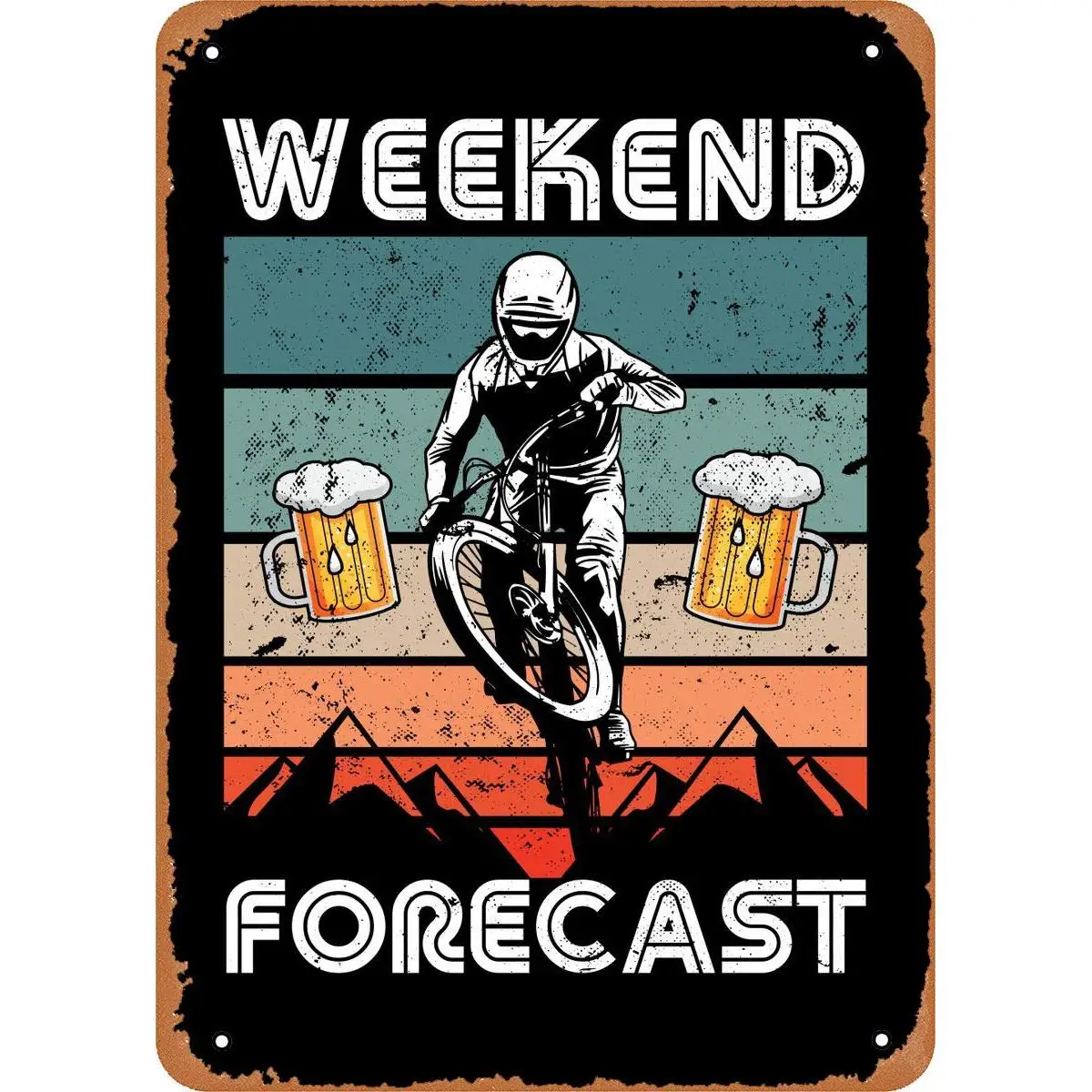 AliExpress Vintage Look Metal Sign - Mountain Biking Funny Mountain Bike Beer - 8"X12" Tin Plate Wall Decor sign