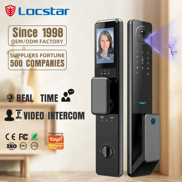 

Locstar Tuya Golden Video 3d Face Recognition Finger Smart Door Lock Wifi For Aluminum Door