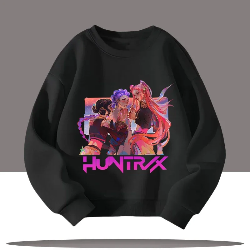 

Interesting K-pop "Demon Hunter" Autumn/Winter Children's Round-neck Sports Shirt with Cartoon Print - Cute Girl Casual Top