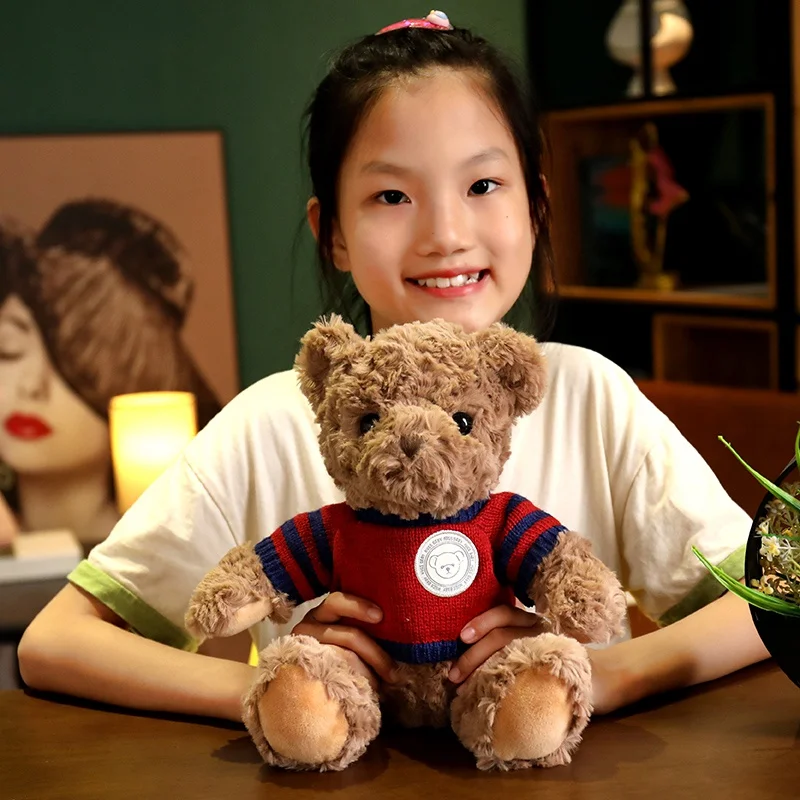 Suéter de alta calidad, oso de peluche, juguetes hechos a mano, esponjoso, encantador, niños, muñeco de oso tranquilizante, compañero suave, bonito regalo de cumpleaños