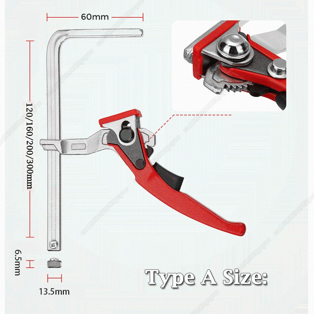 Imagem -05 - Carpintaria f Clamp With Quick Ratchet Arm Ferramentas para Trabalhar Madeira Serra de Lagarta Clamping Range Mesa Mft Trilho Guia de Corte 120300 mm