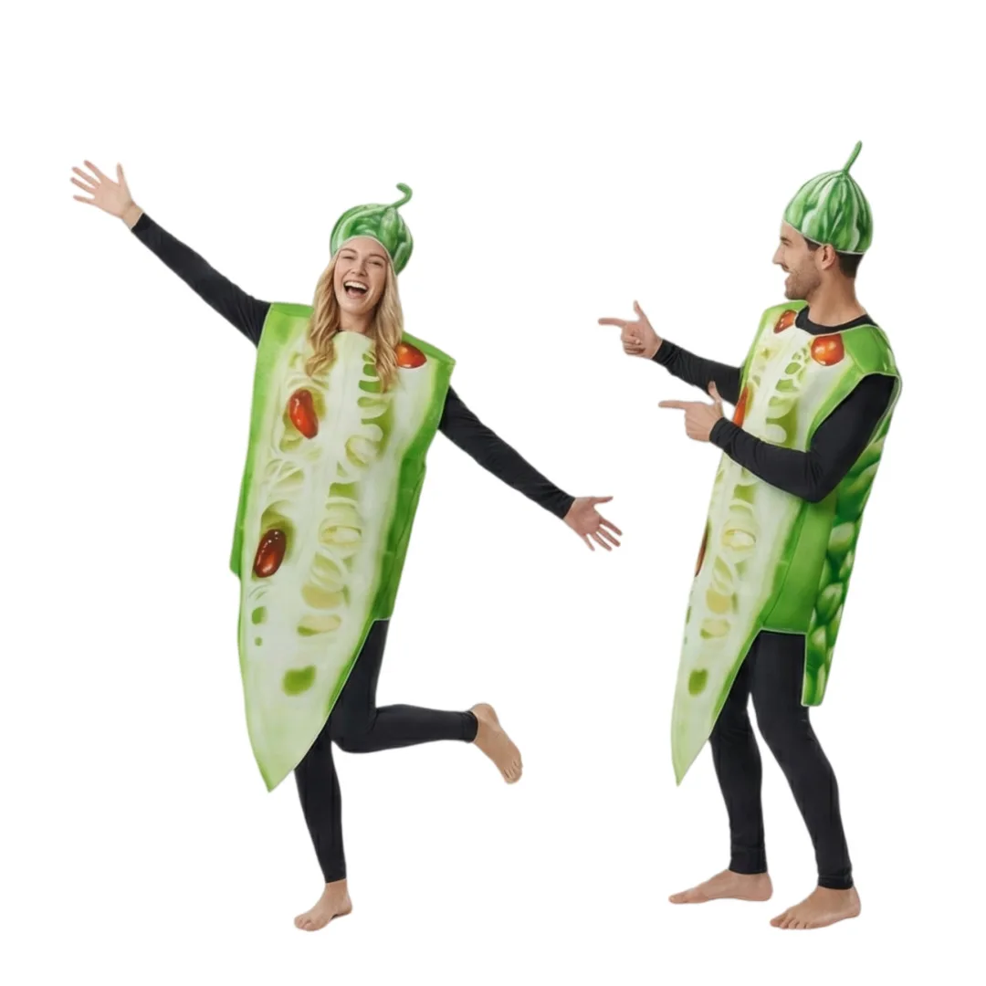 Bitter Melon Slice Vegetable Cosplay Costume Adult Funny Party Performance Wear