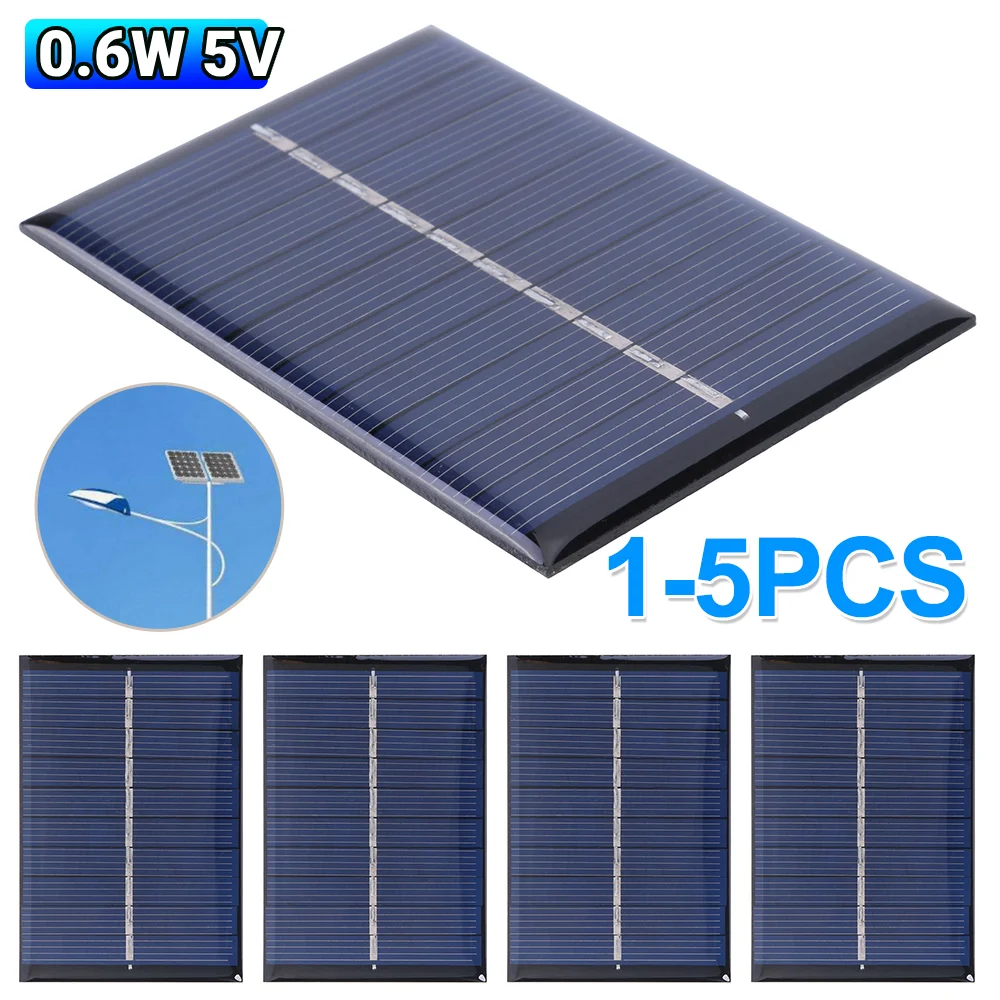 1-5 قطعة لتقوم بها بنفسك 0.6 واط 5 فولت 120mA لوحة طاقة شمسية شاحن بطارية الخلايا الشمسية الكريستالات لوحة طاقة شمسية وحدة نظام الطاقة الشمسية