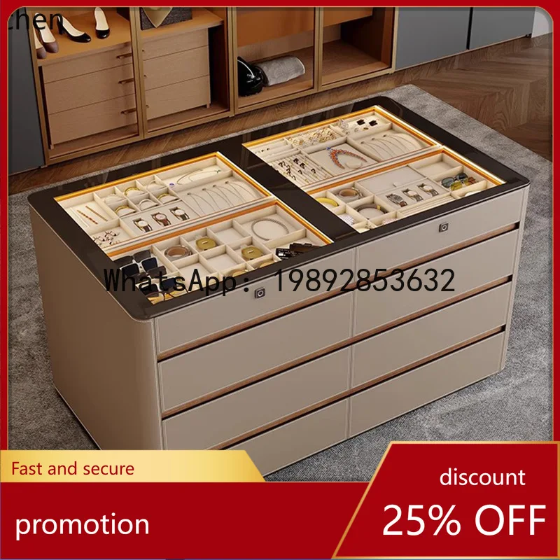 

HT Light Luxury Cloakroom Center Island Cabinet High-end Villa Large Flat Bedroom Fingerprint Lock Storage Cabinet