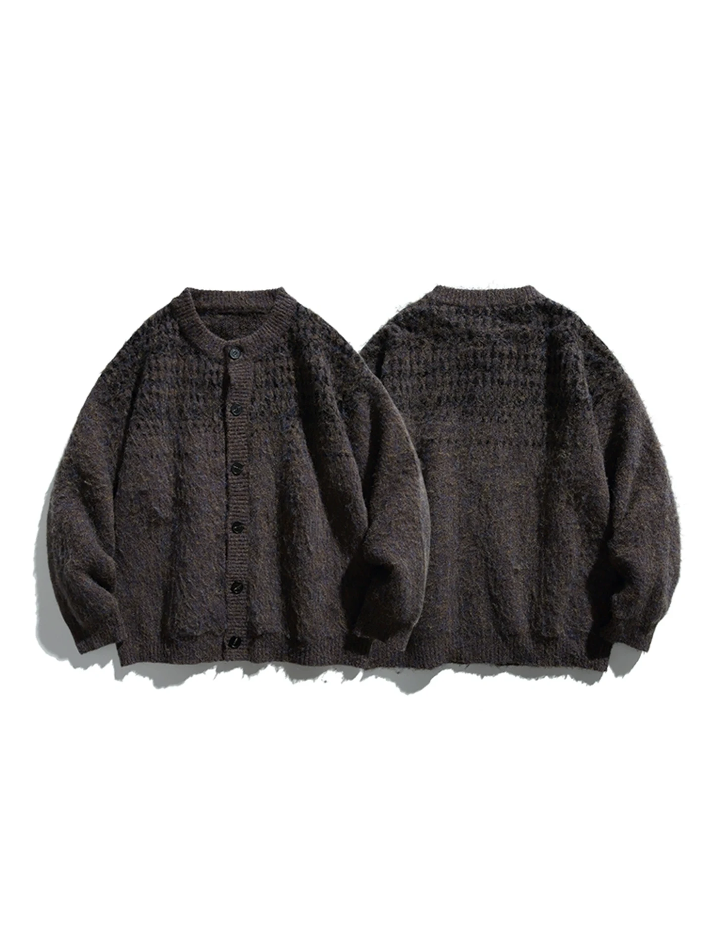 

Вязаный открытый кардиган в американском стиле ретро, мужской мягкий мягкий цвет, блузка, дизайн, арктическая бархатная одежда, повседневная одежда из смеси хлопка