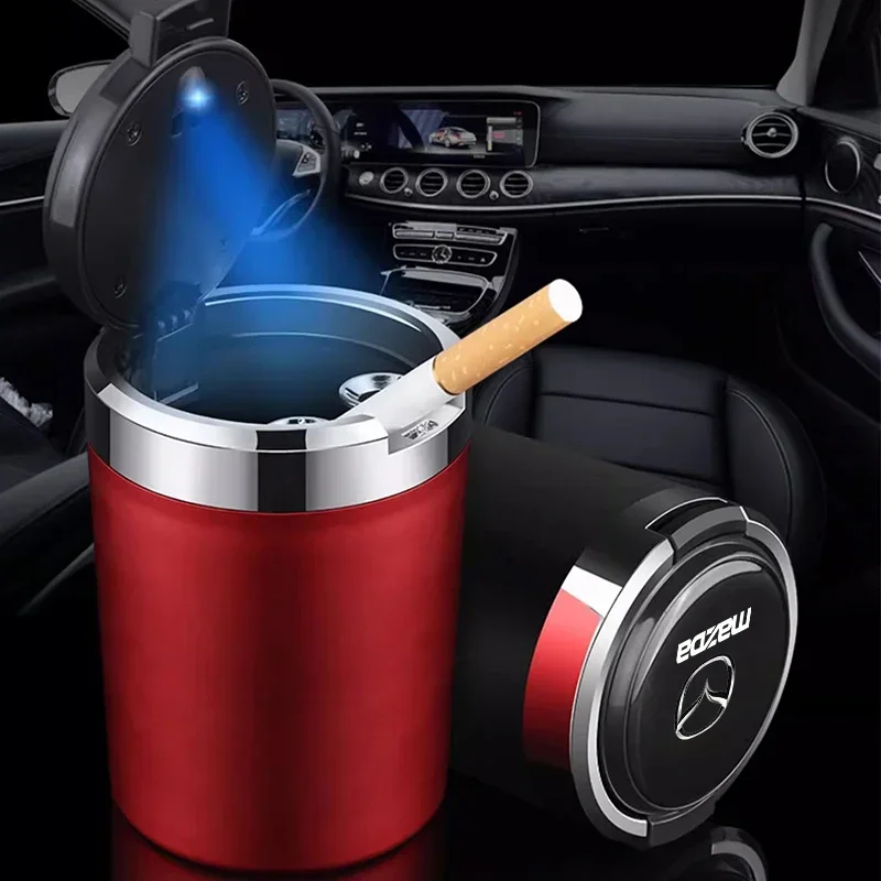 Car Logo Ashtray With Led Light For Mazda Speed MS 2 3 5 6 7 323 RX8 Axela Atenza CX-3 CX-4 CX-5 CX-8 Auto Interior Accessories